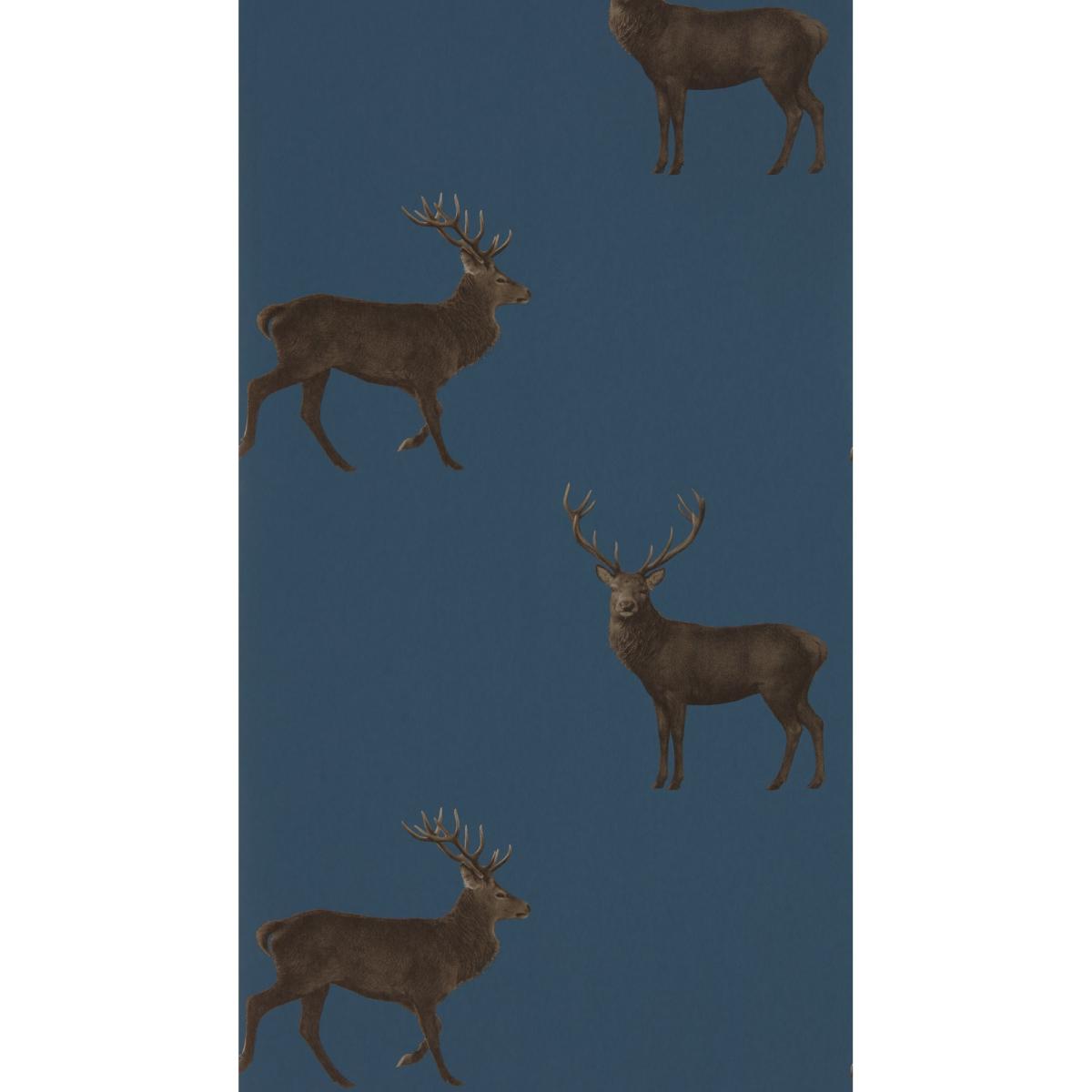 Evesham Deer Wallpaper 216620 by Sanderson in Indigo Blue Roll – image 3