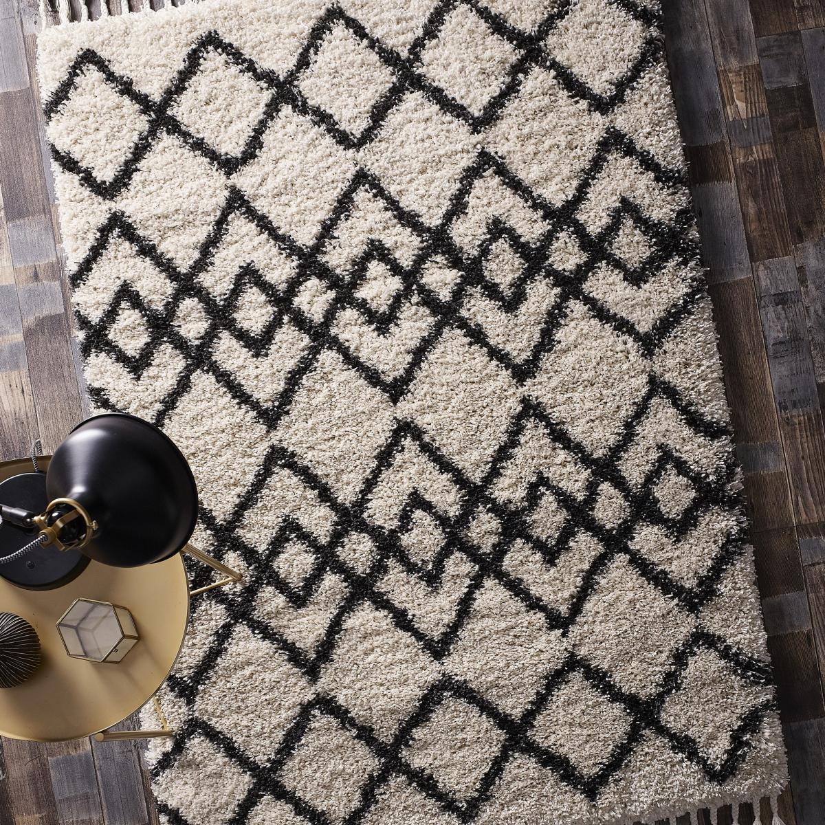 Morocco Modern Shaggy Tassel Rugs in Ivory 120x170cm – image 1