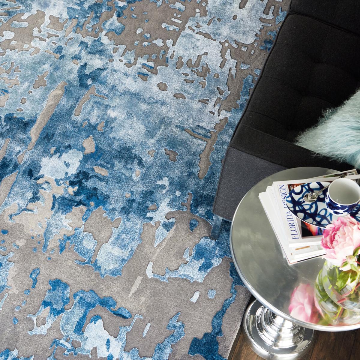 Prismatic Modern Abstract Rugs in PRS10 Blue Grey by Nourison 259x351cm – image 4
