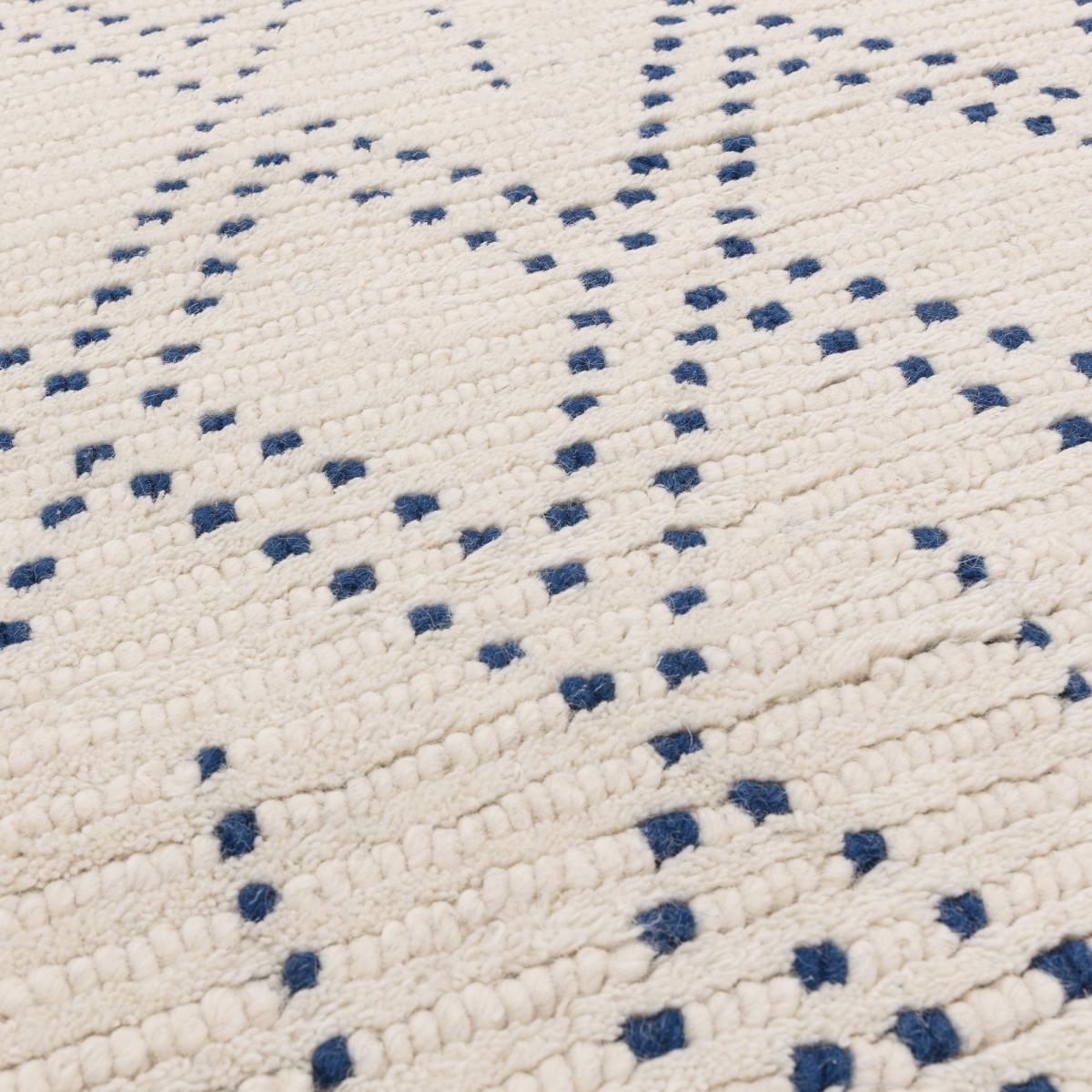Nepal Boho Diamond Berber Wool Rugs in Cream Blue160x230cm – image 2