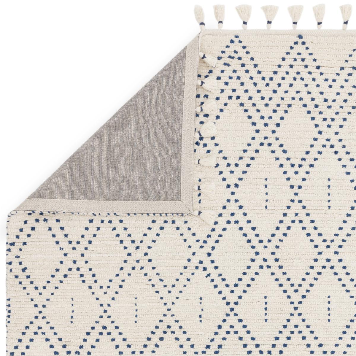 Nepal Boho Diamond Berber Wool Rugs in Cream Blue160x230cm – image 3