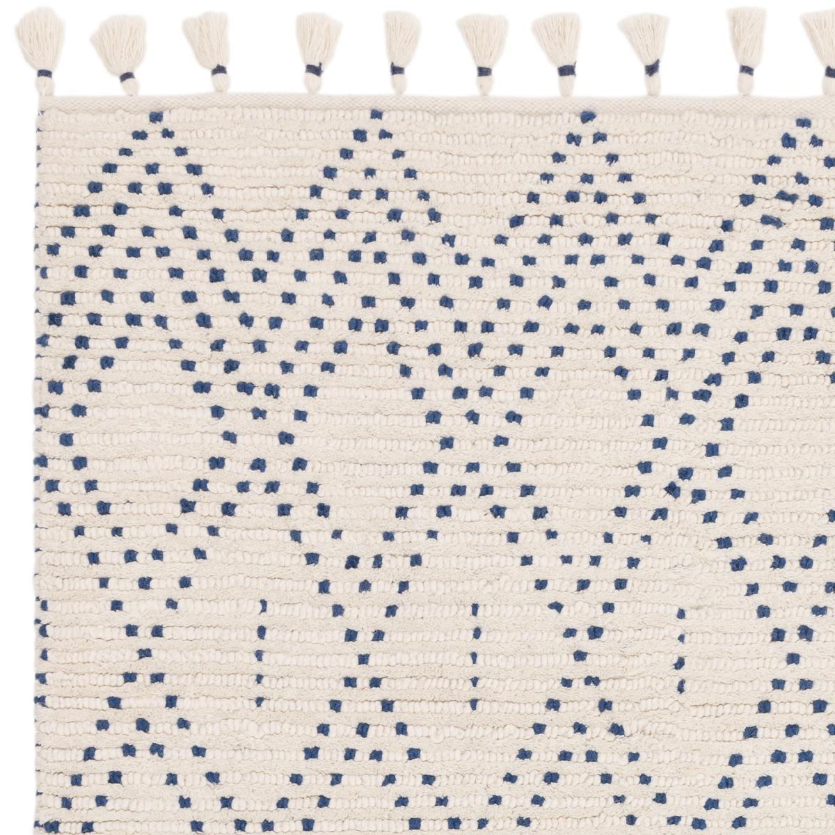 Nepal Boho Diamond Berber Wool Rugs in Cream Blue160x230cm – image 4
