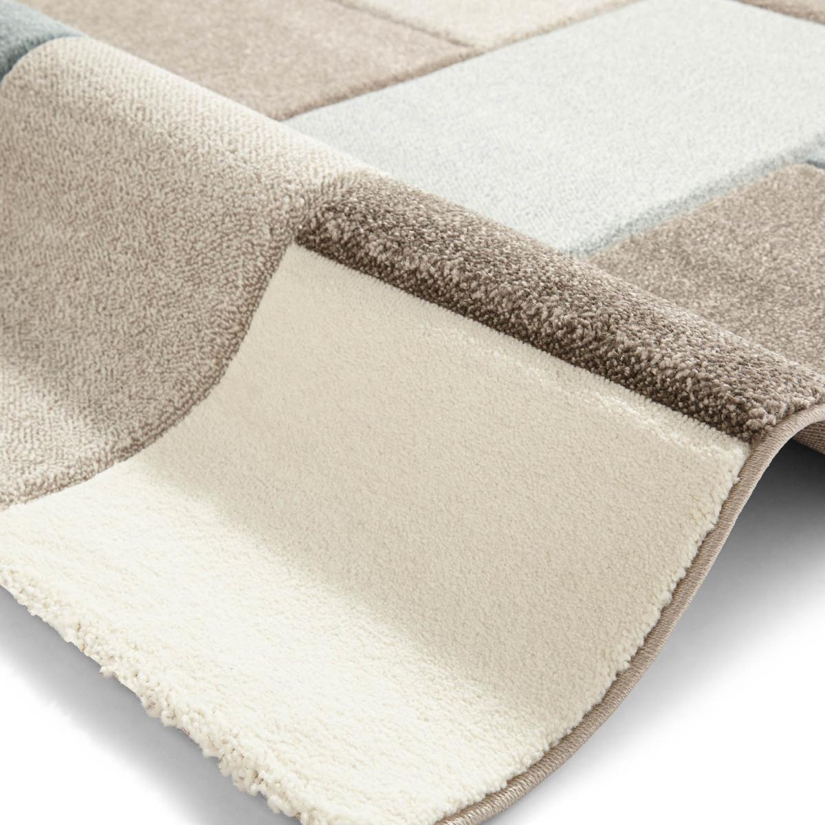 Brooklyn 646 Modern Rugs in Squares of Beige and Blue&nbsp;120x170cm – image 2