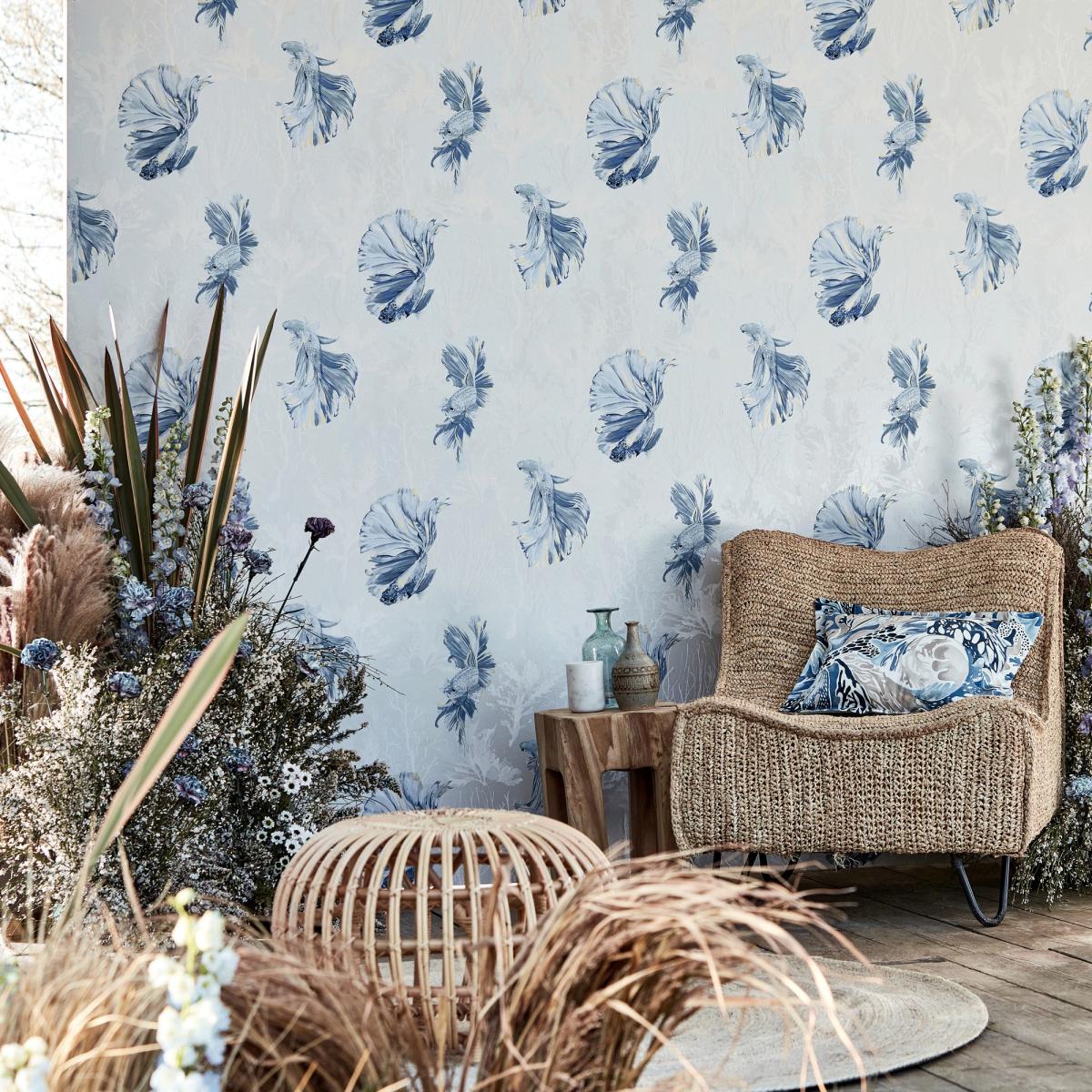 Halfmoon Wallpaper 112766 by Harlequin in Stillness Indigo Roll – image 3