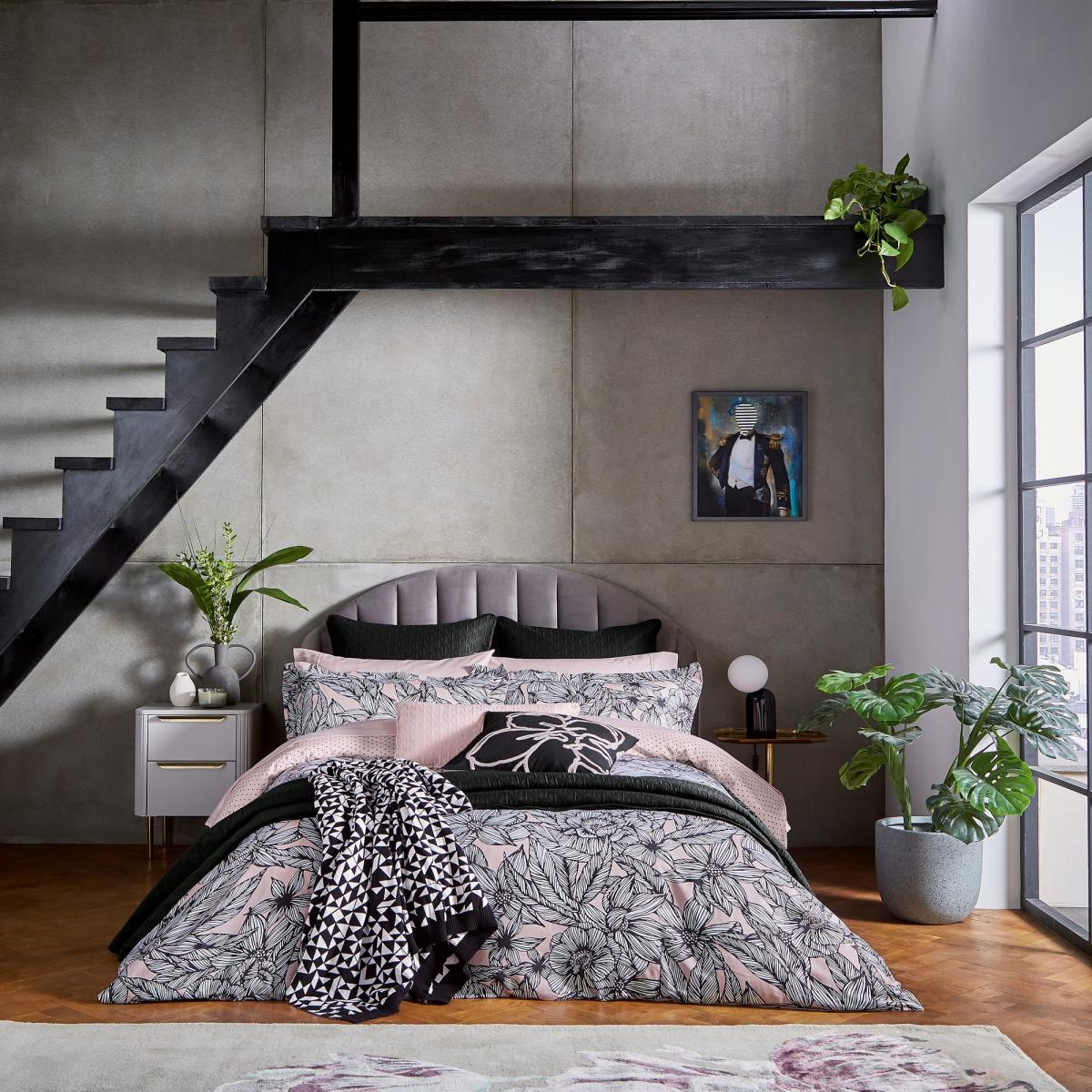Vietnm Floral Bedding Duvet Cover and Pillowcase by Ted Baker in Soft Pink 200x200cm – image 1