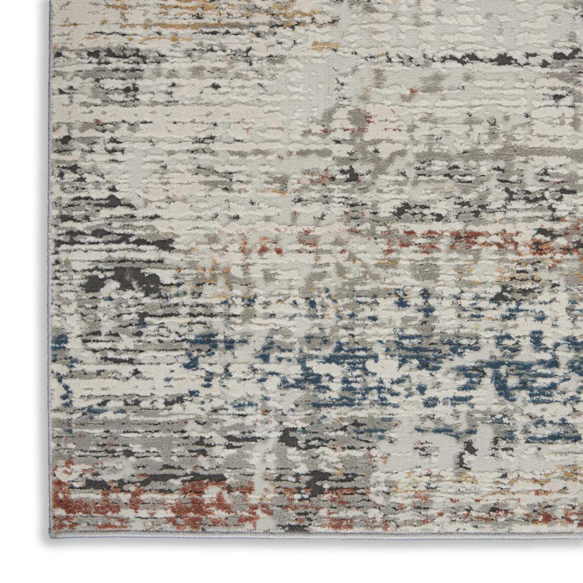 Rustic Textures RUS14 Abstract Runner Rugs in Grey Multicolour 66x229cm – image 2