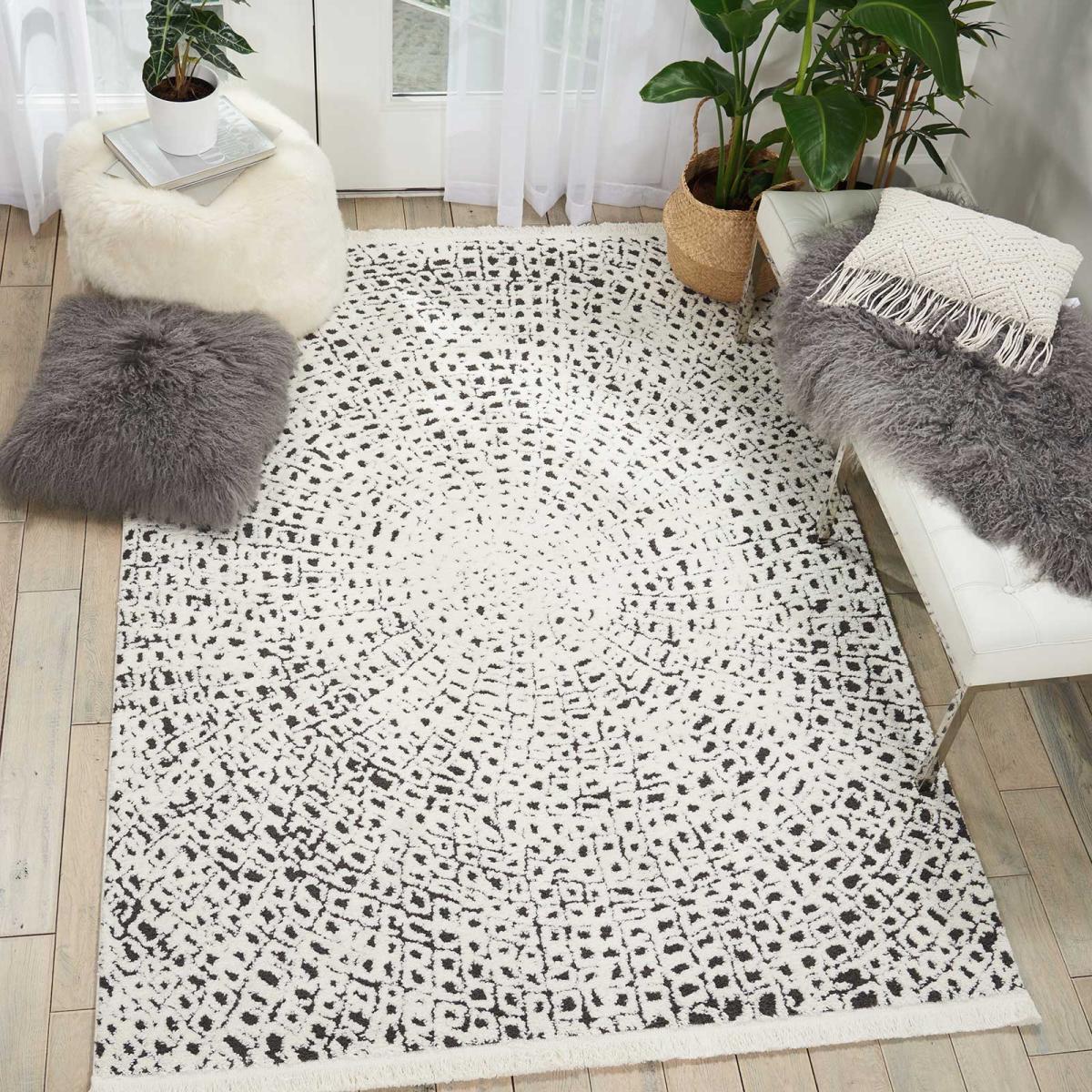 Kamala Rugs DS502 by Nourison in White and Black – image 1