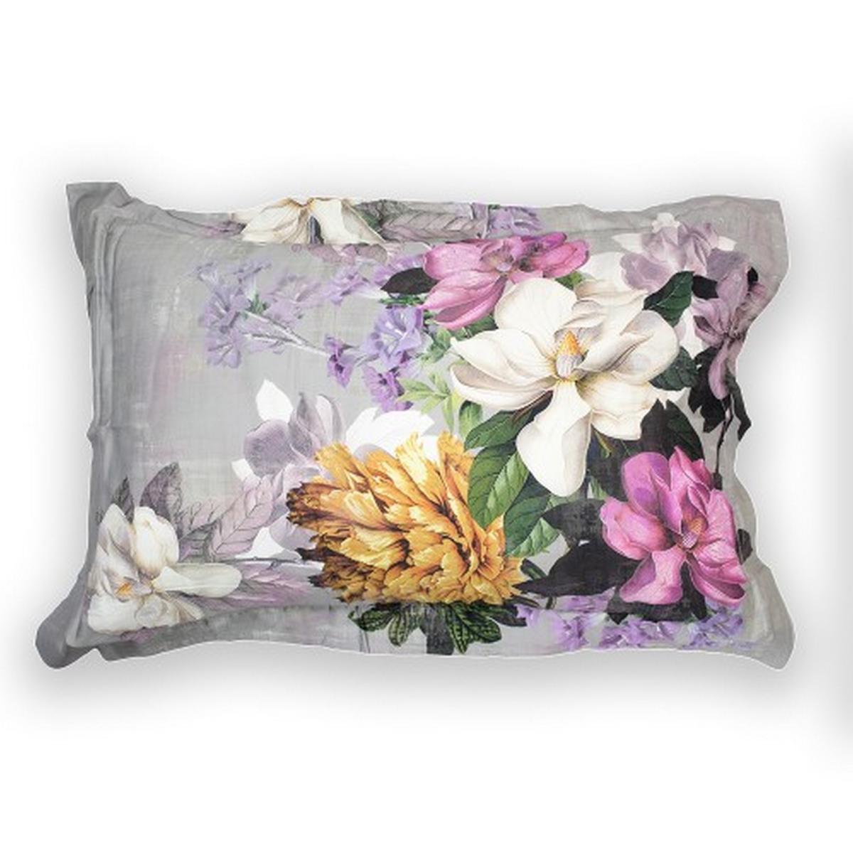 Magnolia Floral Bedding Duvet Cover and Pillowcase in Grey 70x50cm – image 4