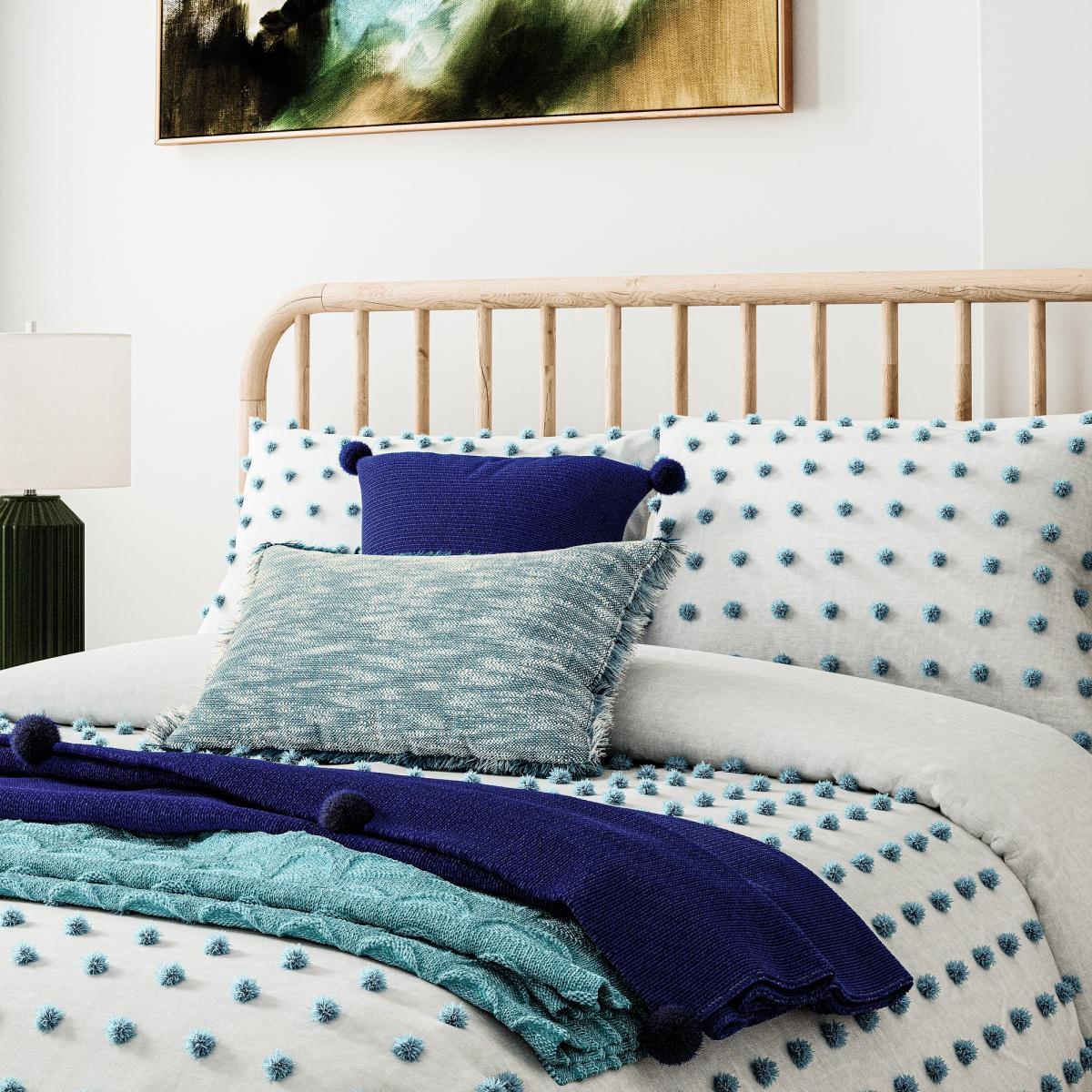 Budding Brights Tufted Spot Bedding by Helena Springfield in Blue White 220x230cm – image 2