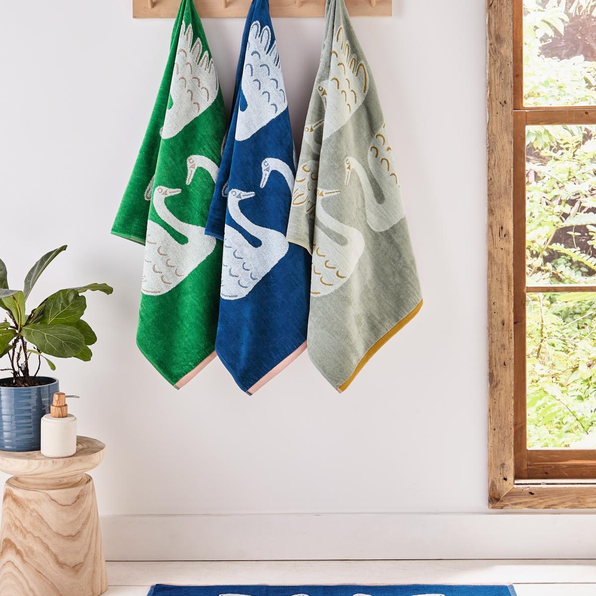 Swim Swan Swam Towels by Scion in Denim Blue40x60cm – image 3