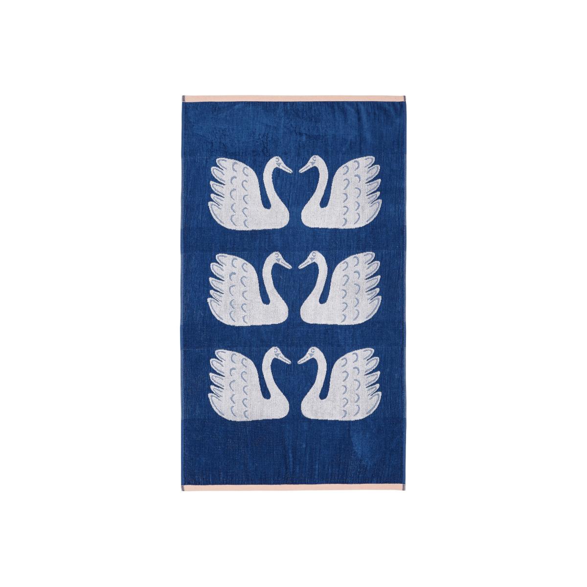 Swim Swan Swam Towels by Scion in Denim Blue40x60cm – image 1