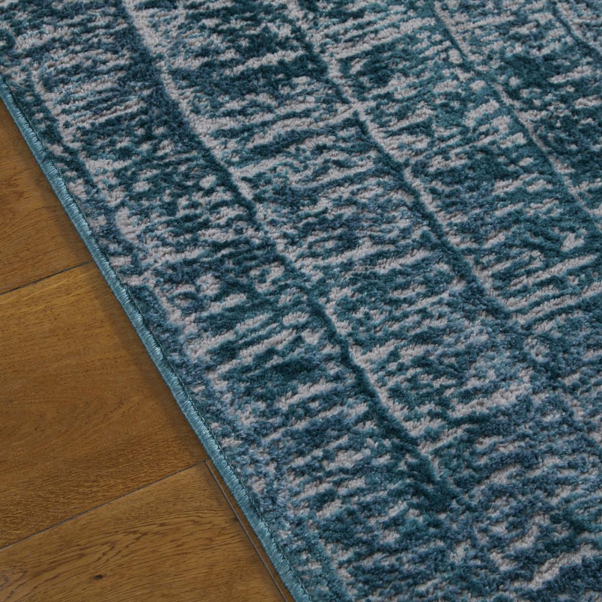 Manhattan 709 B Runner Rugs in Distressed Modern Teal Blue 60x230cm – image 2