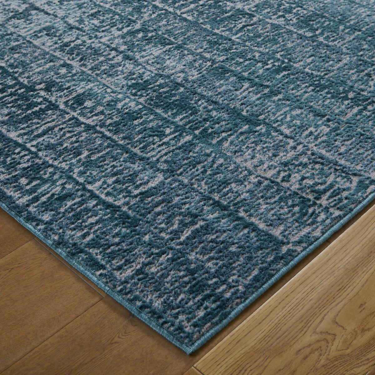 Manhattan 709 B Runner Rugs in Distressed Modern Teal Blue 60x230cm – image 4
