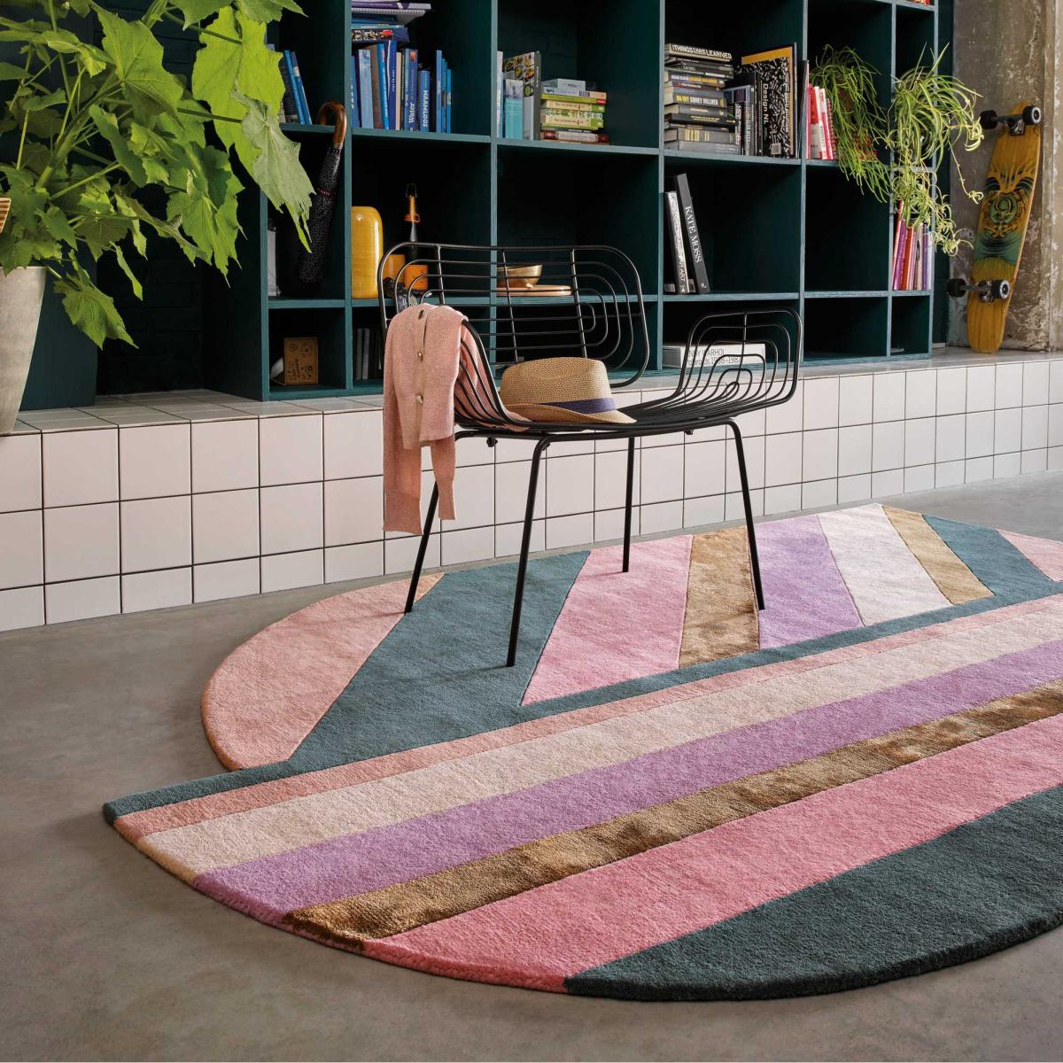 Jardin Geometric Stripe Wool Rugs 160902 by Ted Baker in Pink – image 2