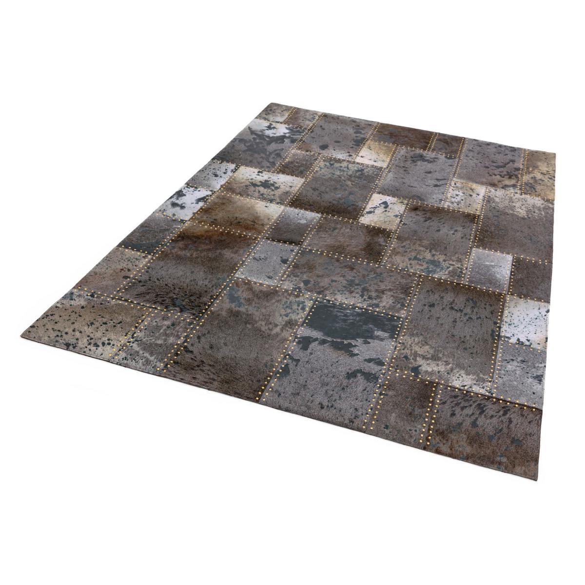 Xylo Hand Sewn Cowhide Rugs in Grey Black Studs – image 2