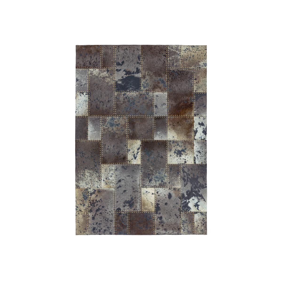 Xylo Hand Sewn Cowhide Rugs in Grey Black Studs – image 1