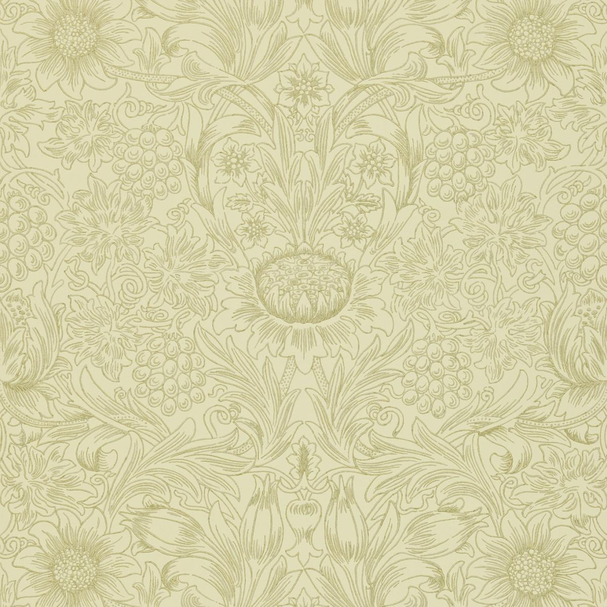 Sunflower Etch Wallpaper 105 by Morris & Co in Parchment Gold Roll