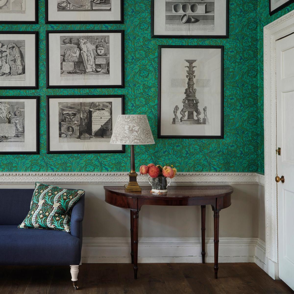 Bachelors Button Wallpaper 216959 by Morris & Co in Olive Turquoise&nbsp;Roll – image 2