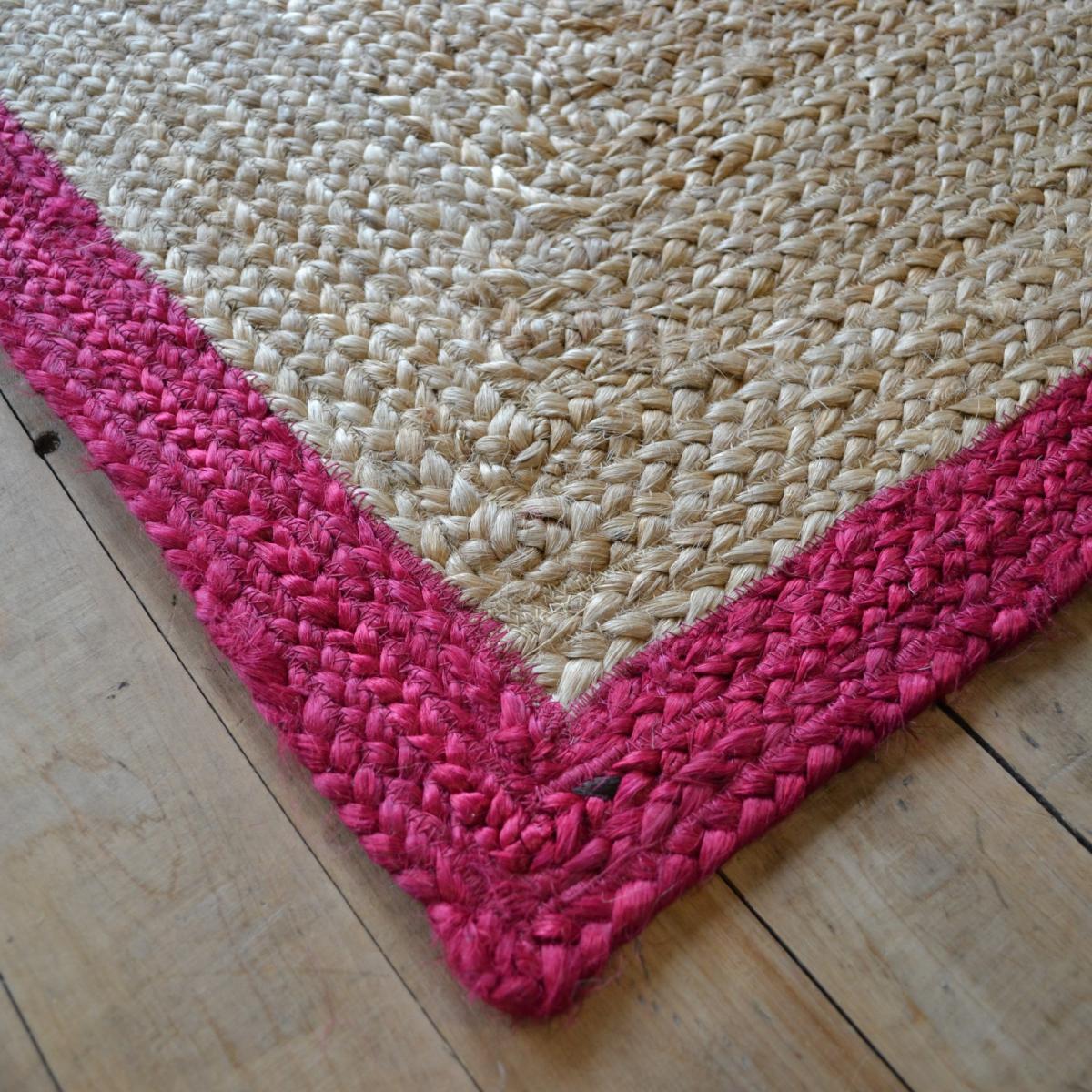 Jute Bordered Woven Modern Rugs in Raspberry Pink&nbsp;120x170cm – image 2