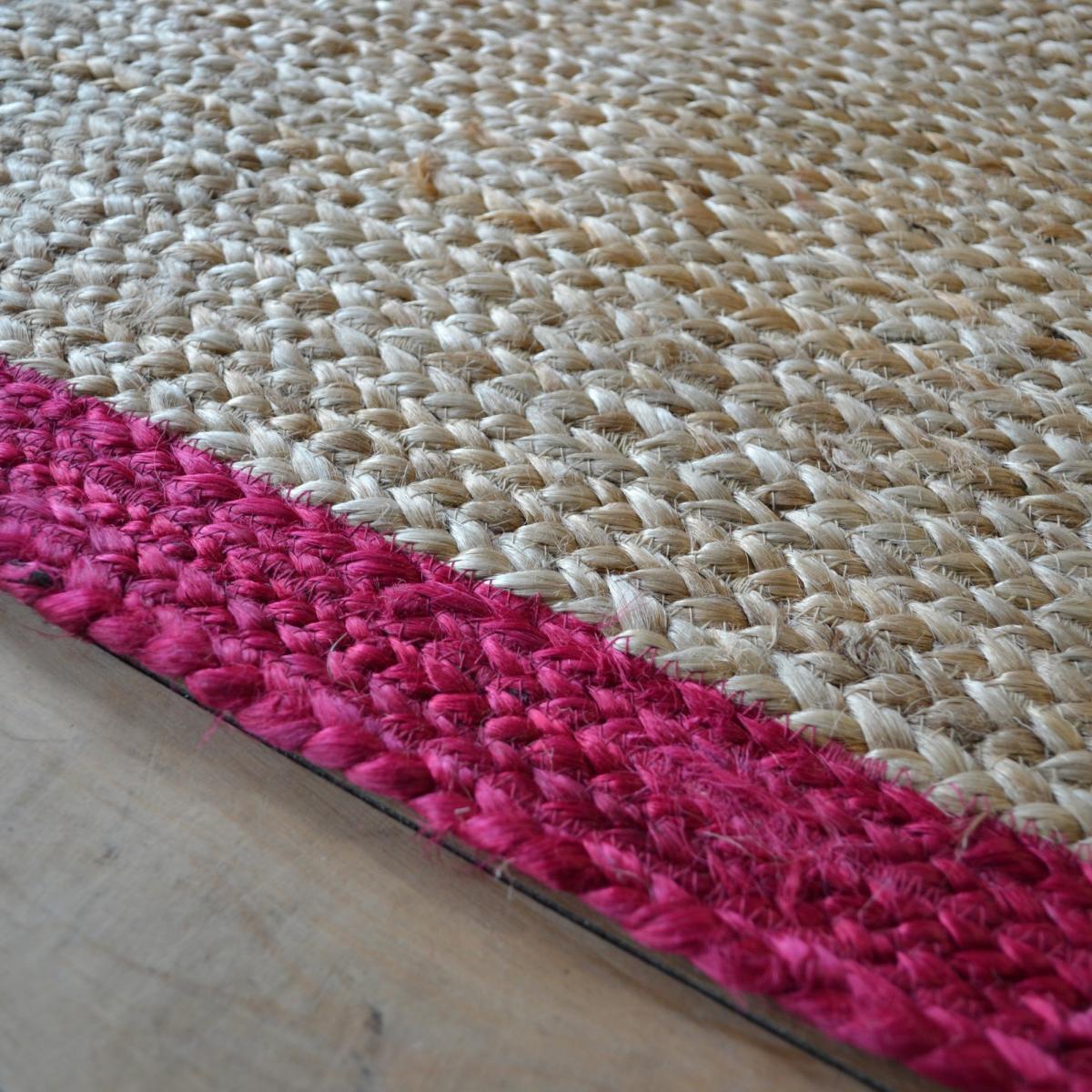 Jute Bordered Woven Modern Rugs in Raspberry Pink&nbsp;120x170cm – image 3