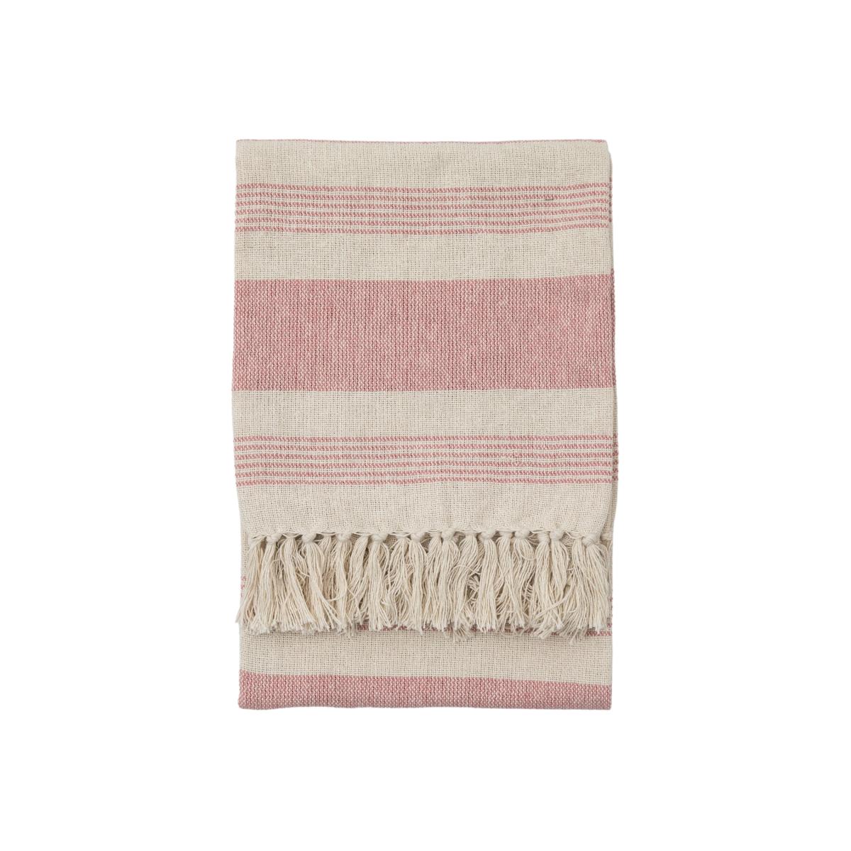 Charlotte Woven Stripe Organic Cotton Throw in Blush Pink 130x170cm – image 1