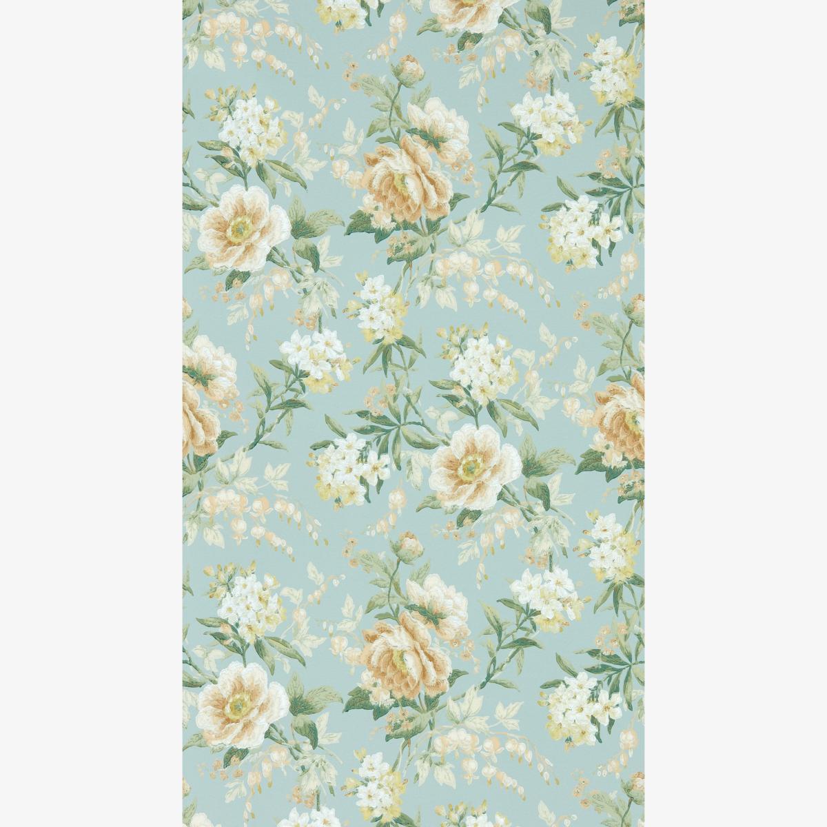 Olivia Wallpaper 217039 by Sanderson in Sky Mist Tan Roll