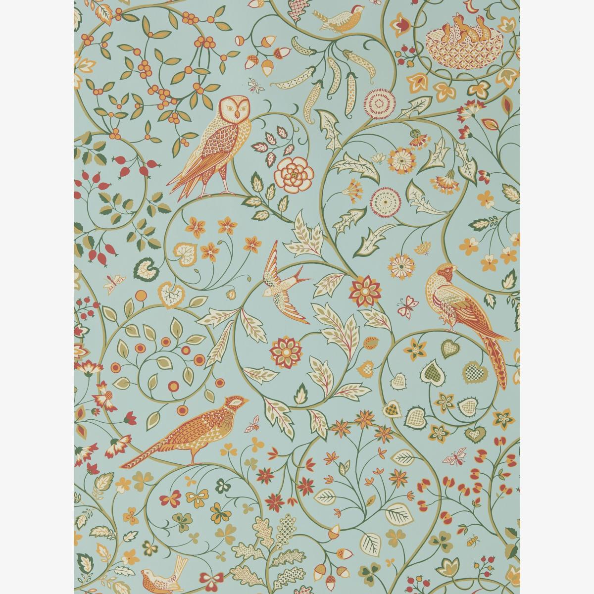Newill Wallpaper 216704 by Morris & Co in Peppermint Russet Red Roll