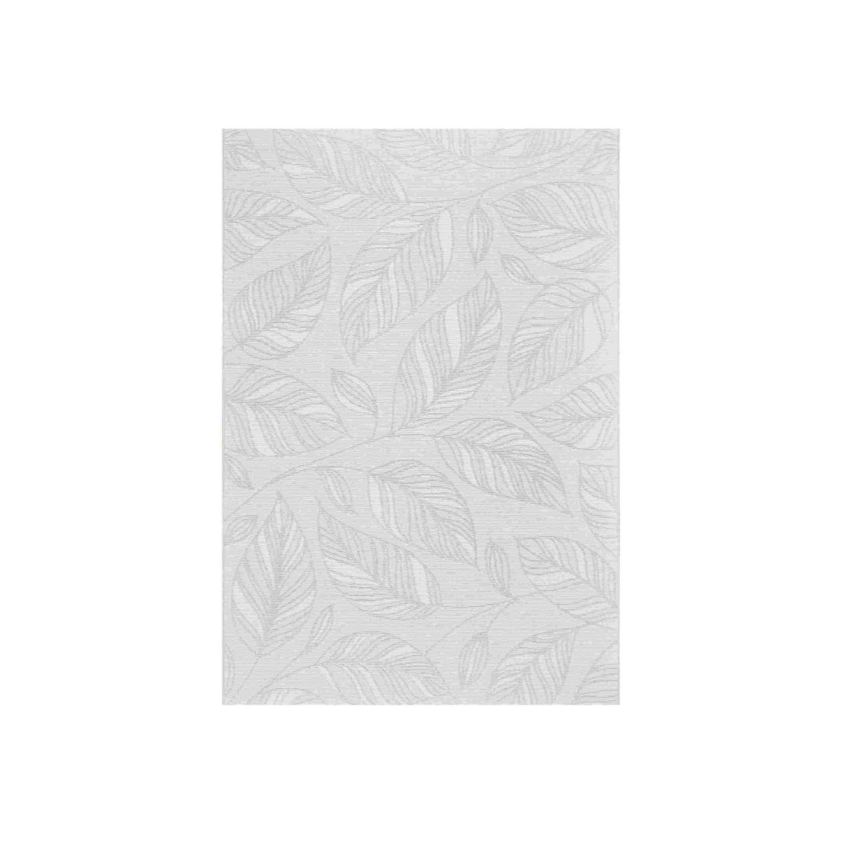 Newquay Botanical Leaf Indoor Outdoor Rugs 96014 3011 in Silver Grey 80x150cm – image 1
