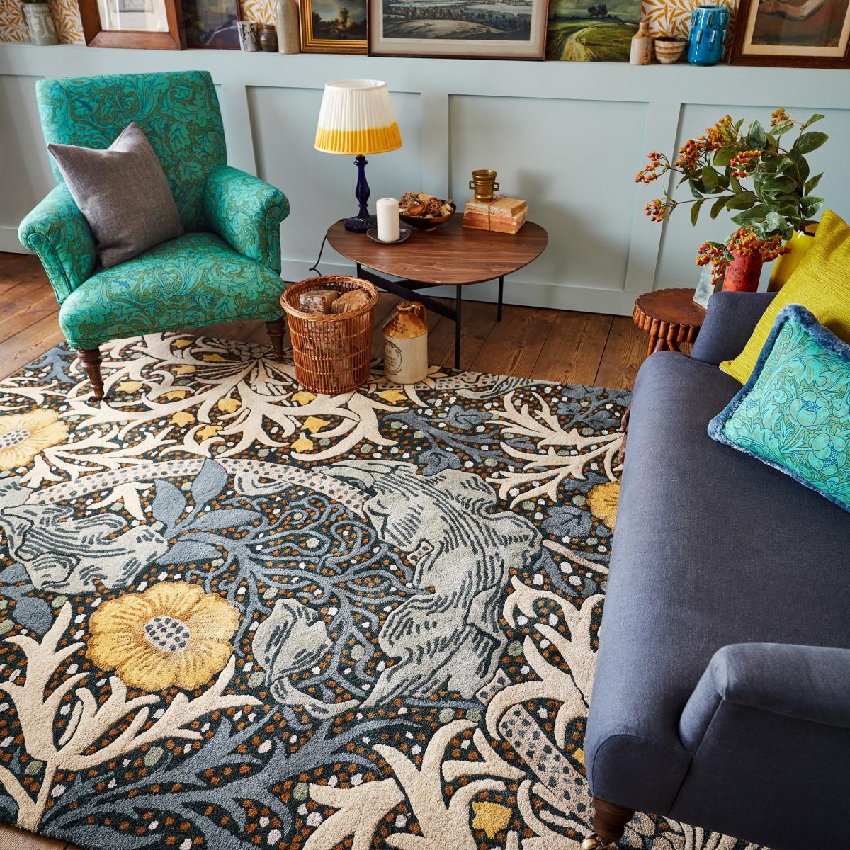 Seaweed Floral Rugs 127008 in Teal By William Morris&nbsp;200x280cm – image 2