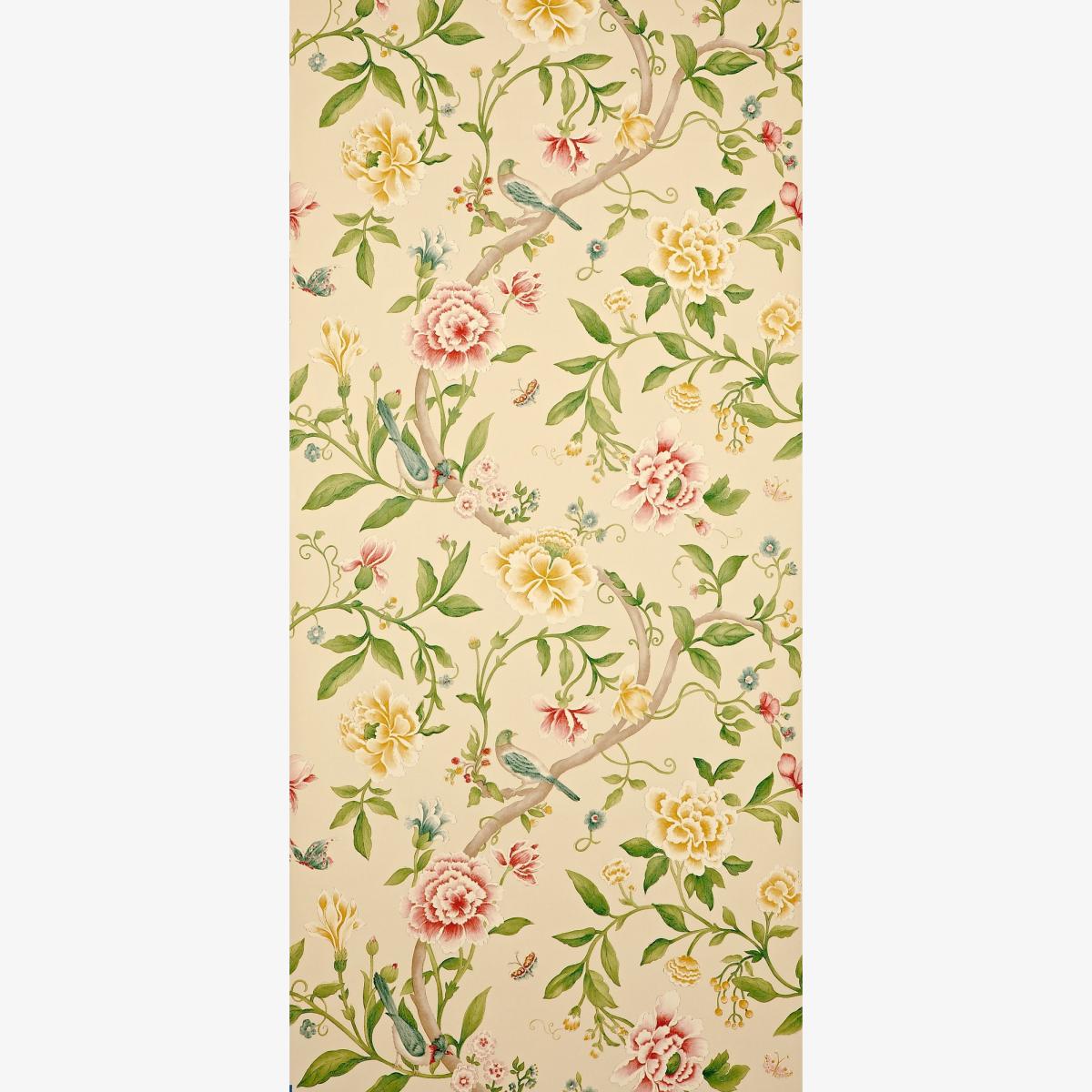 Porcelain Floral Wallpaper 104 by Sanderson in Red Beige Roll