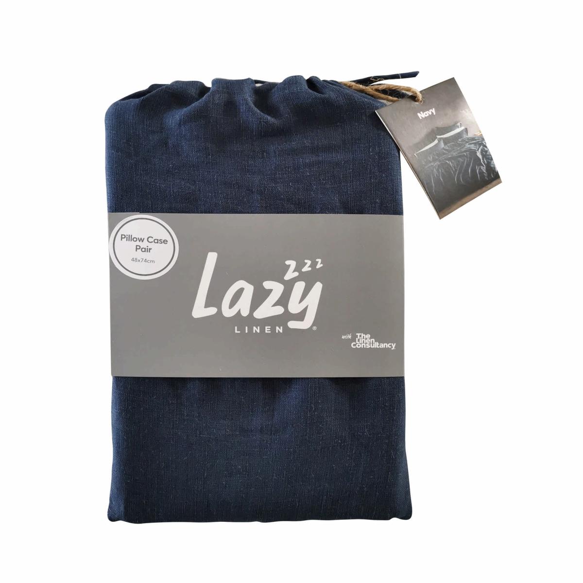 Lazy Linen Bedding Plain Navy Blue Duvet Cover and Pillowcase 218x228cm – image 5