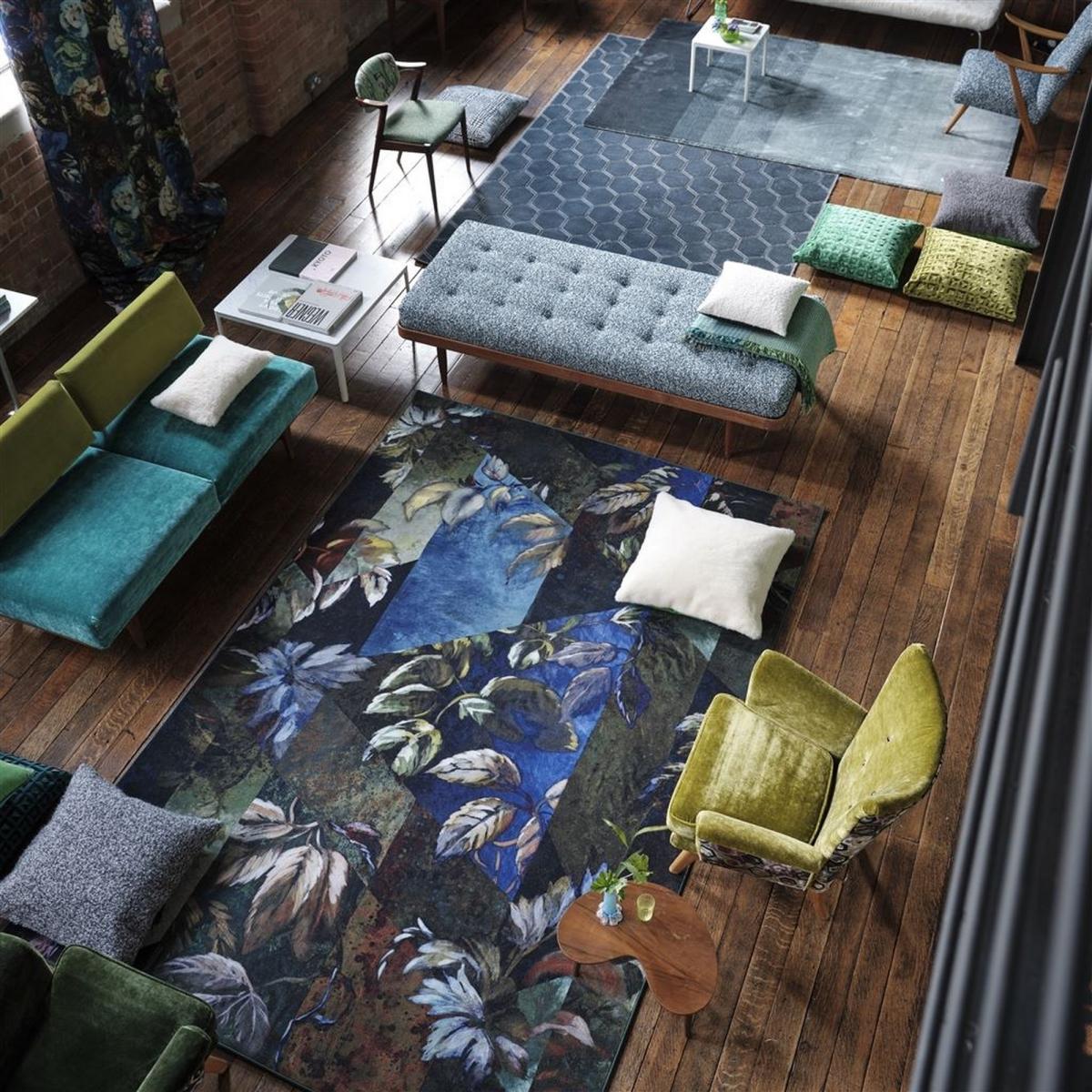 Jangal Moss Leaf Geometric Rug in Green By Designers Guild – image 2
