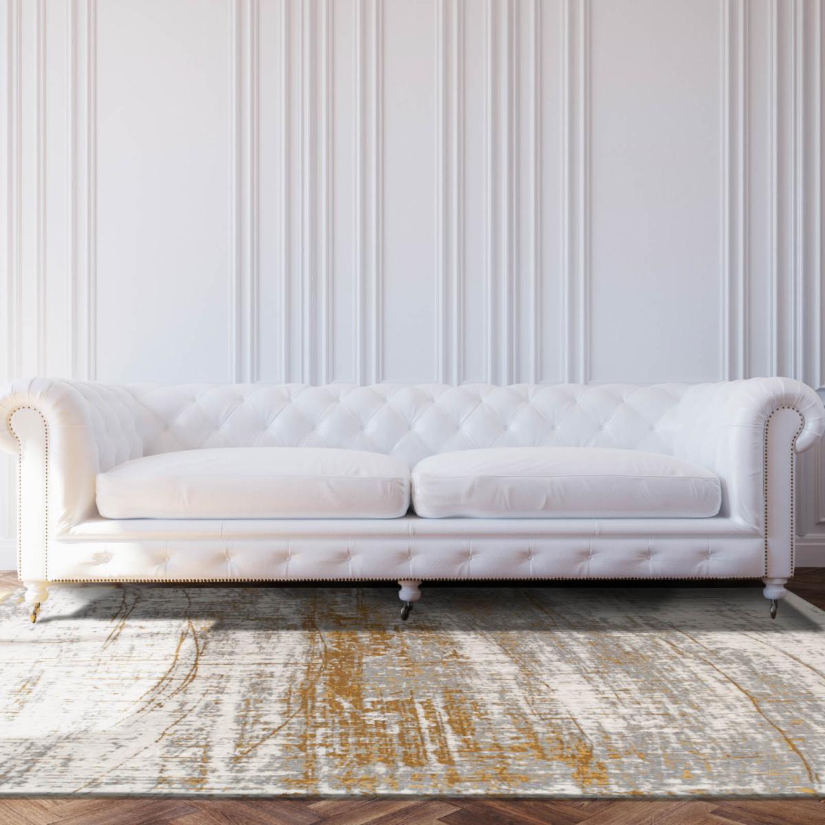 Louis De Poortere Modern Abstract Mad Men Griff Rugs 8419 in Columbus Gold 80x150cm – image 1
