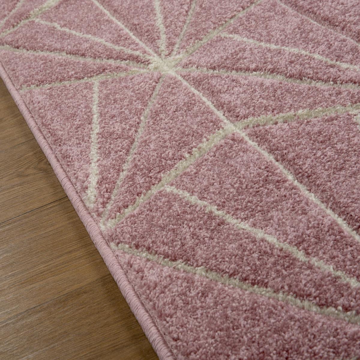 Portland 750 P Geometric Carved Runner Rugs in Pink Cream&nbsp;60x230 – image 3