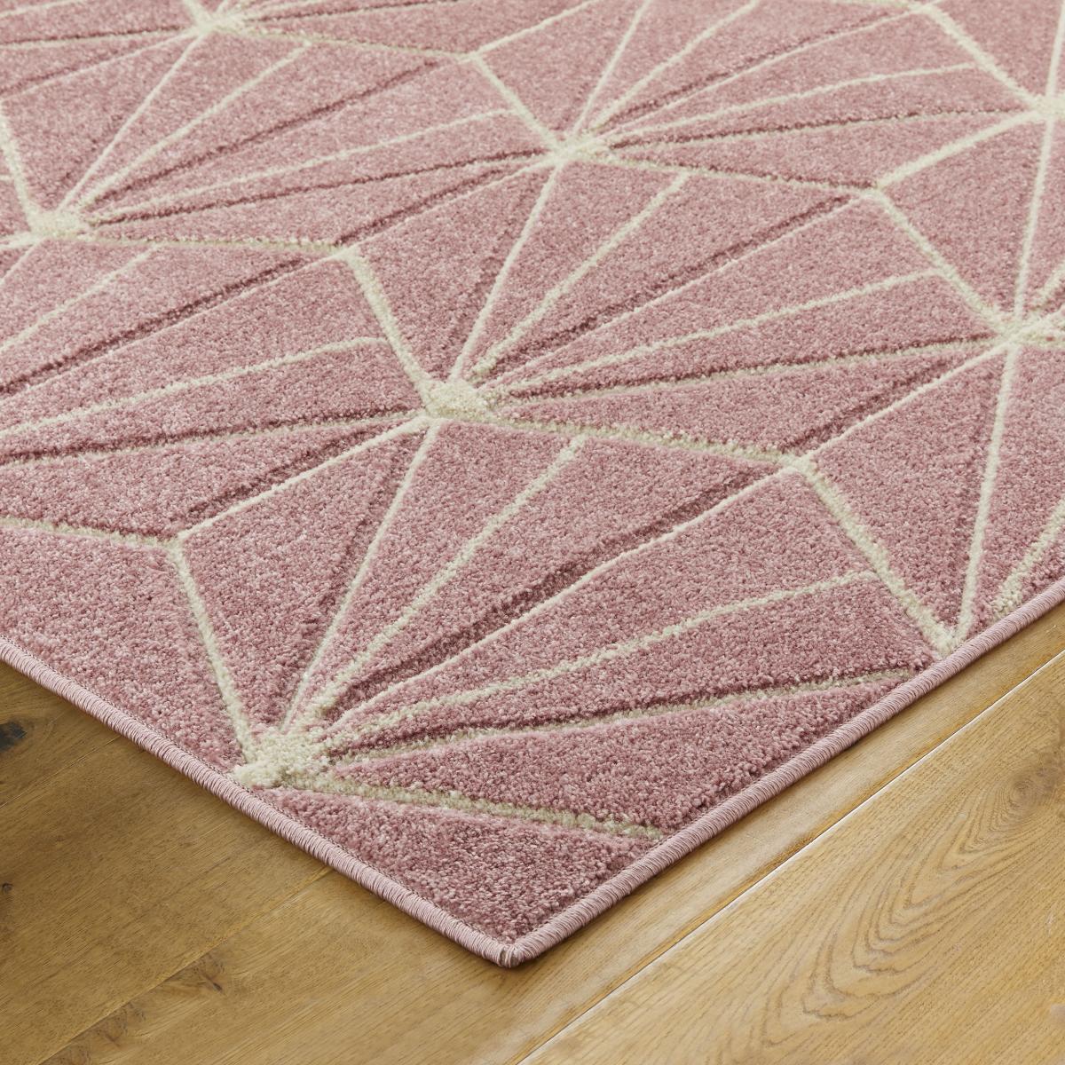 Portland 750 P Geometric Carved Runner Rugs in Pink Cream&nbsp;60x230 – image 4