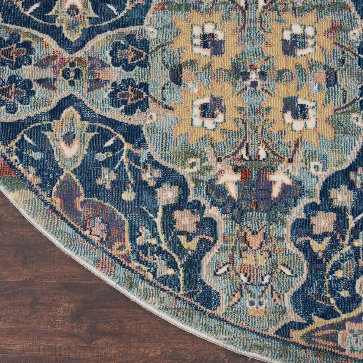 Ankara Global Circular Rugs ANR16 in Navy Multi 122x122cm – image 4