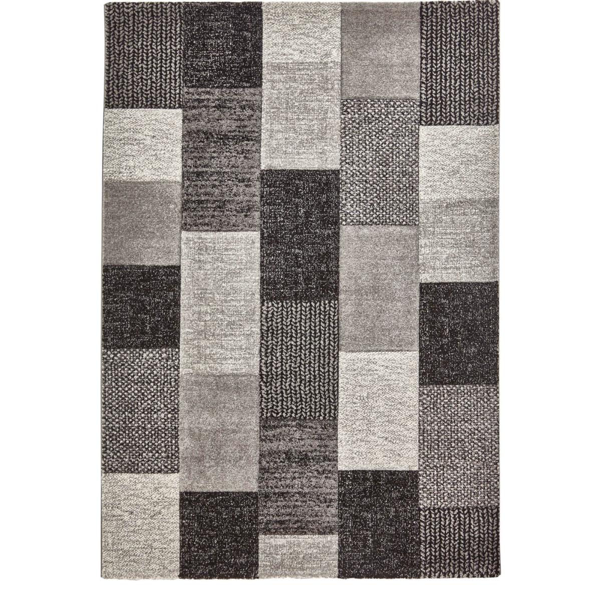 Brooklyn Modern Rugs 21830 in Square Patchwork Grey and Black120x170cm – image 2