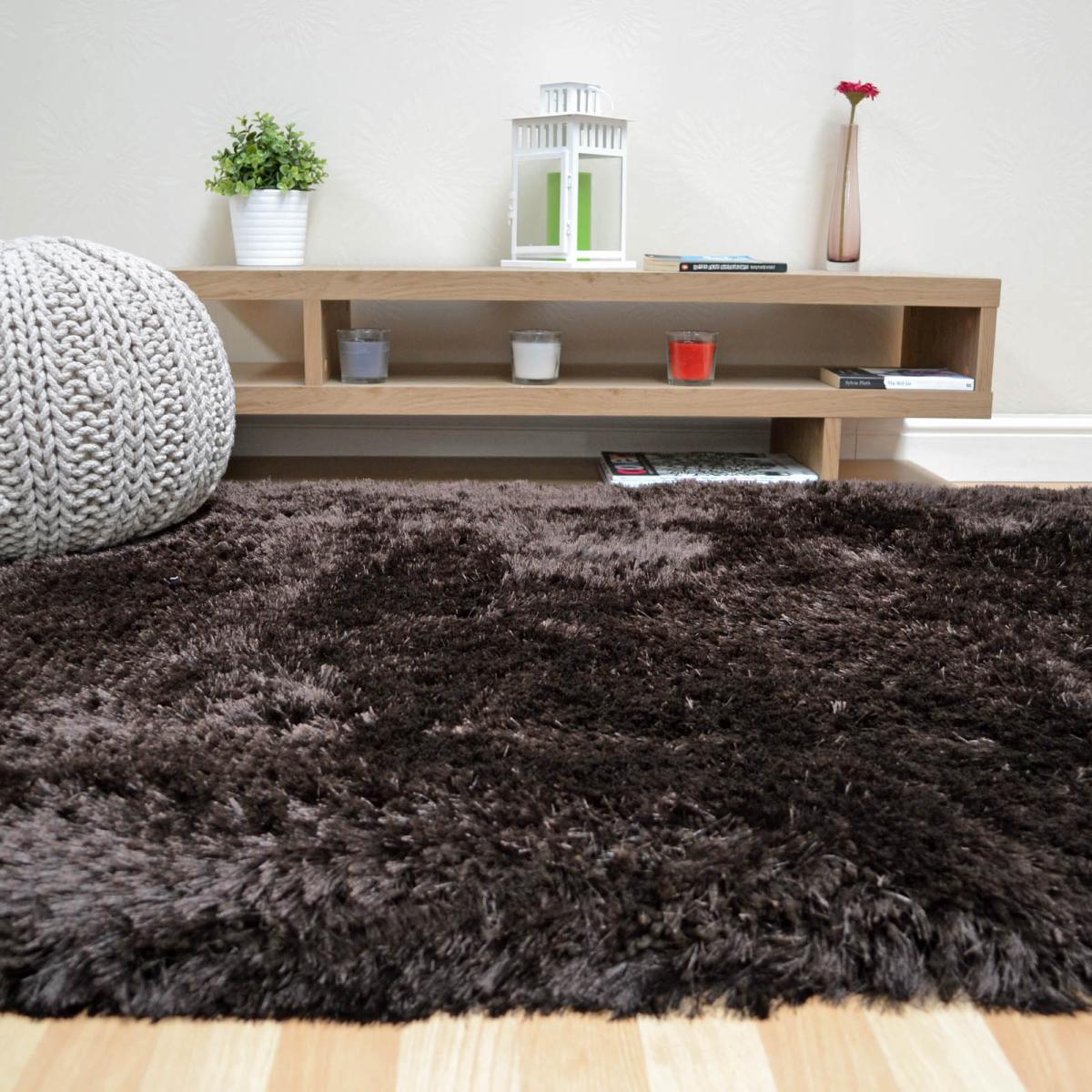 Plush Shaggy Rugs in Dark Chocolate Brown 120x170cm – image 5