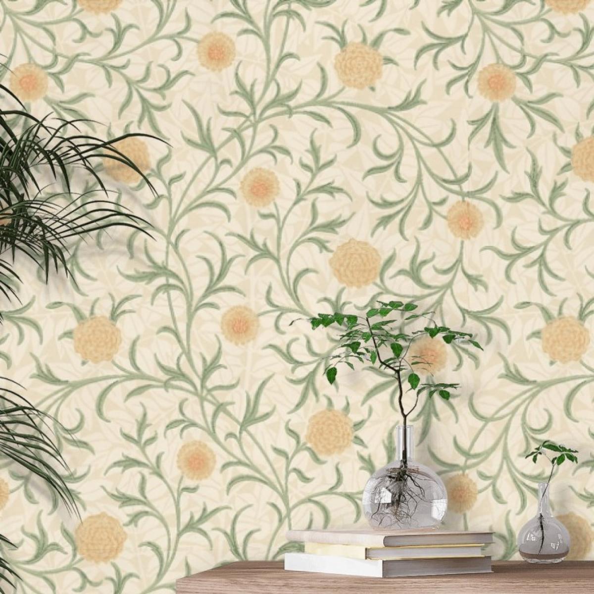 Scroll Floral Wallpaper 210365 by Morris & Co in Thyme Pear Roll – image 2