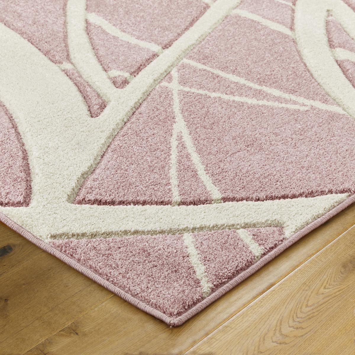 Portland 57 R Abstract Carved Runner Rugs in Pink Cream 60x230 – image 2