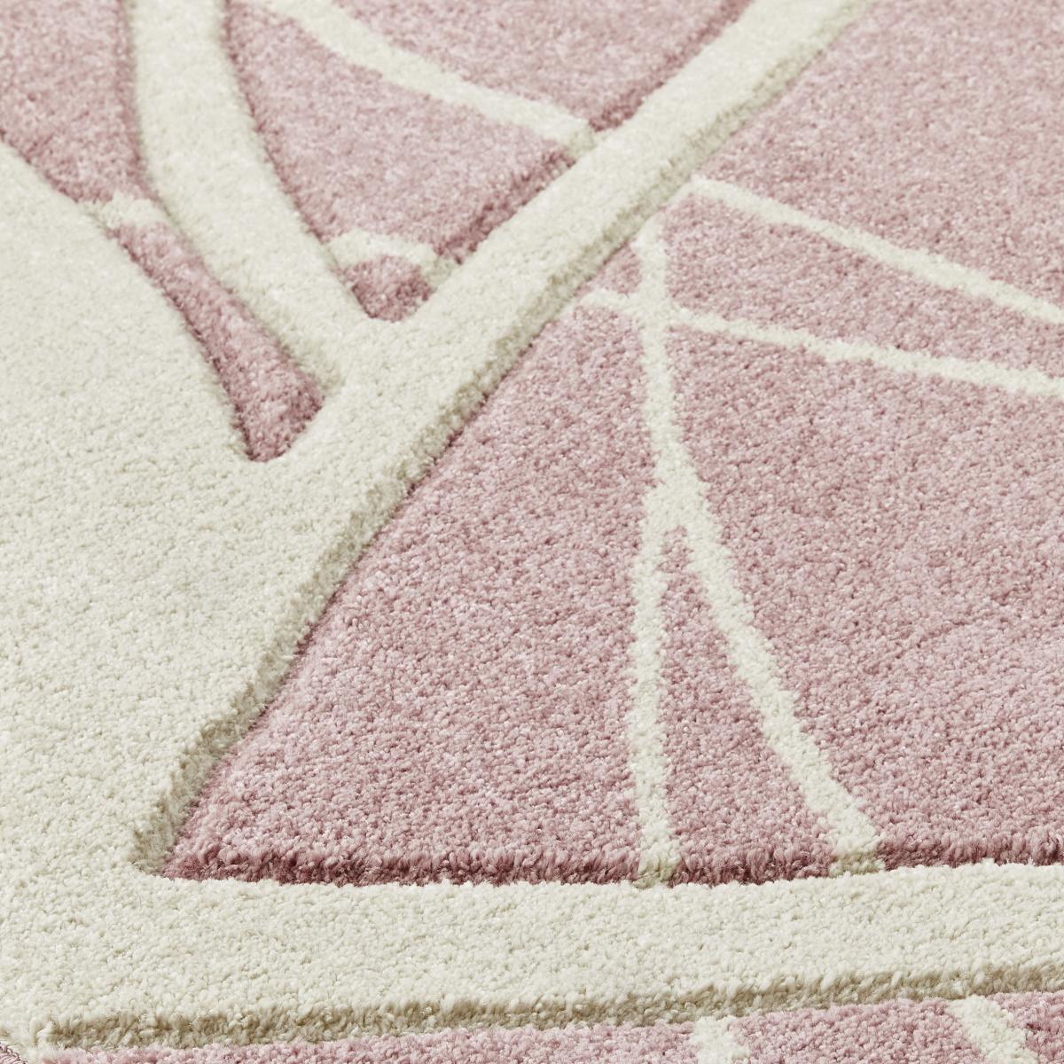 Portland 57 R Abstract Carved Runner Rugs in Pink Cream 60x230 – image 3