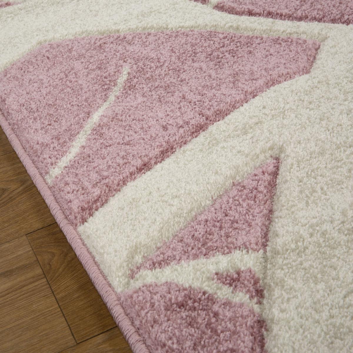 Portland 57 R Abstract Carved Runner Rugs in Pink Cream 60x230 – image 4