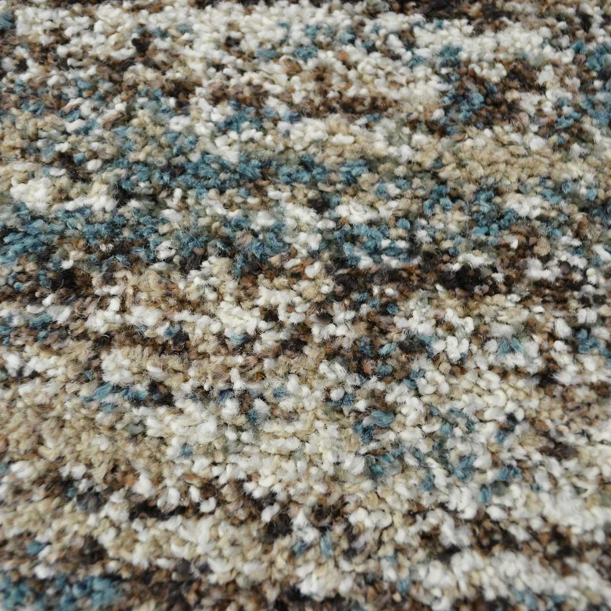 Mehari Shaggy Striped Circle Rugs 23094 6959 in Teal Blue&nbsp;120x120cm – image 3