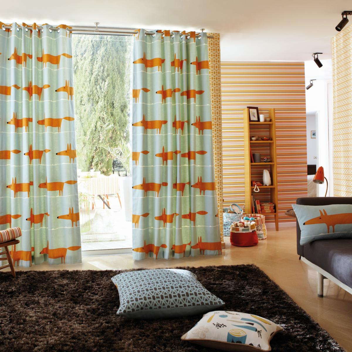 Strata Wallpaper 110218 by Scion in Powder Blue Tangerine Spice Neutral Roll – image 3