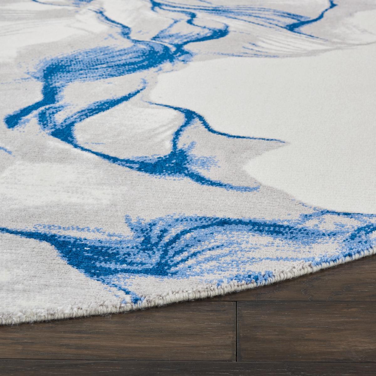Nourison Twilight Circular Rugs TWI27 by Nourison in Ivory and Blue 244x244cm – image 2