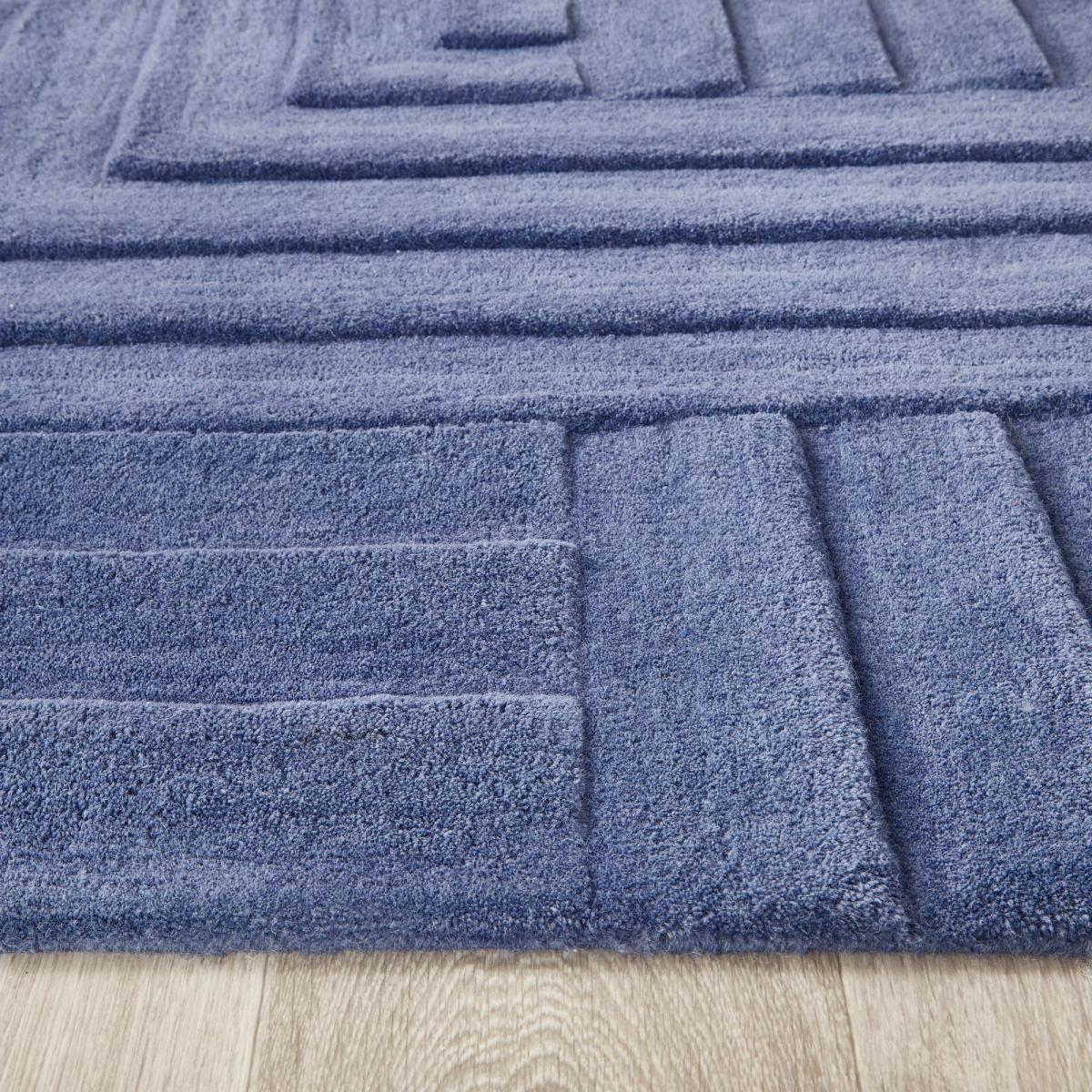 Maze Geometric Wool Rugs in Blue 160x230cm – image 3