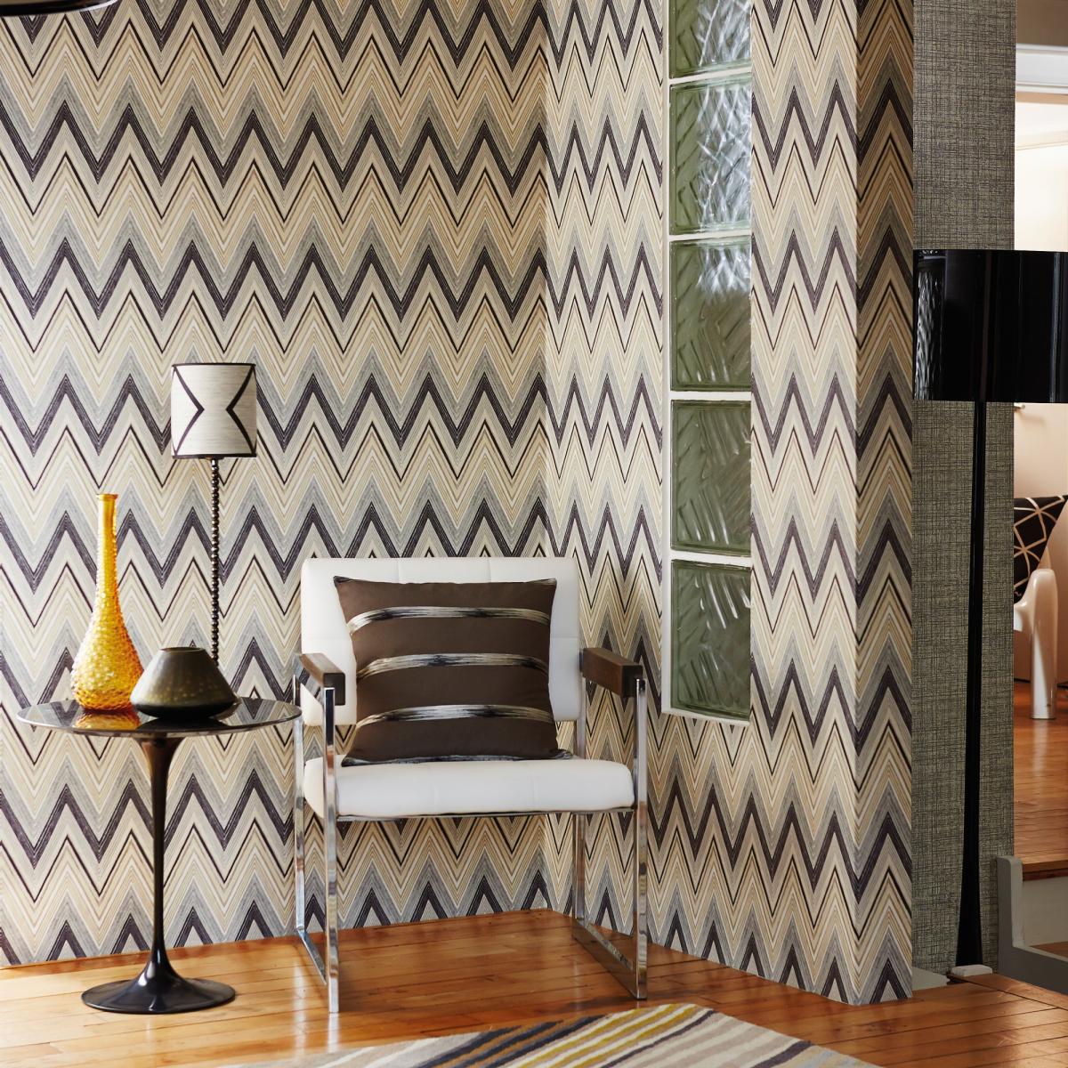 Groove Zig Zag Wallpaper 110850 by Scion in Pebble Graphite Grey Roll – image 1