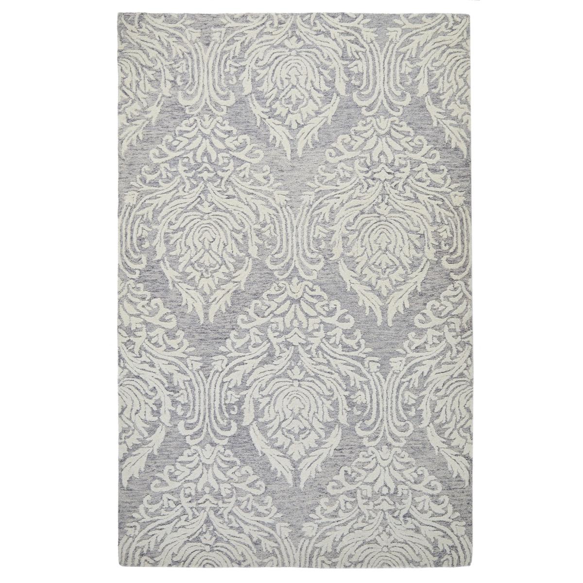 Hampton Damask Hand Tufted Wool Rug in Grey Ivory160x230cm – image 5