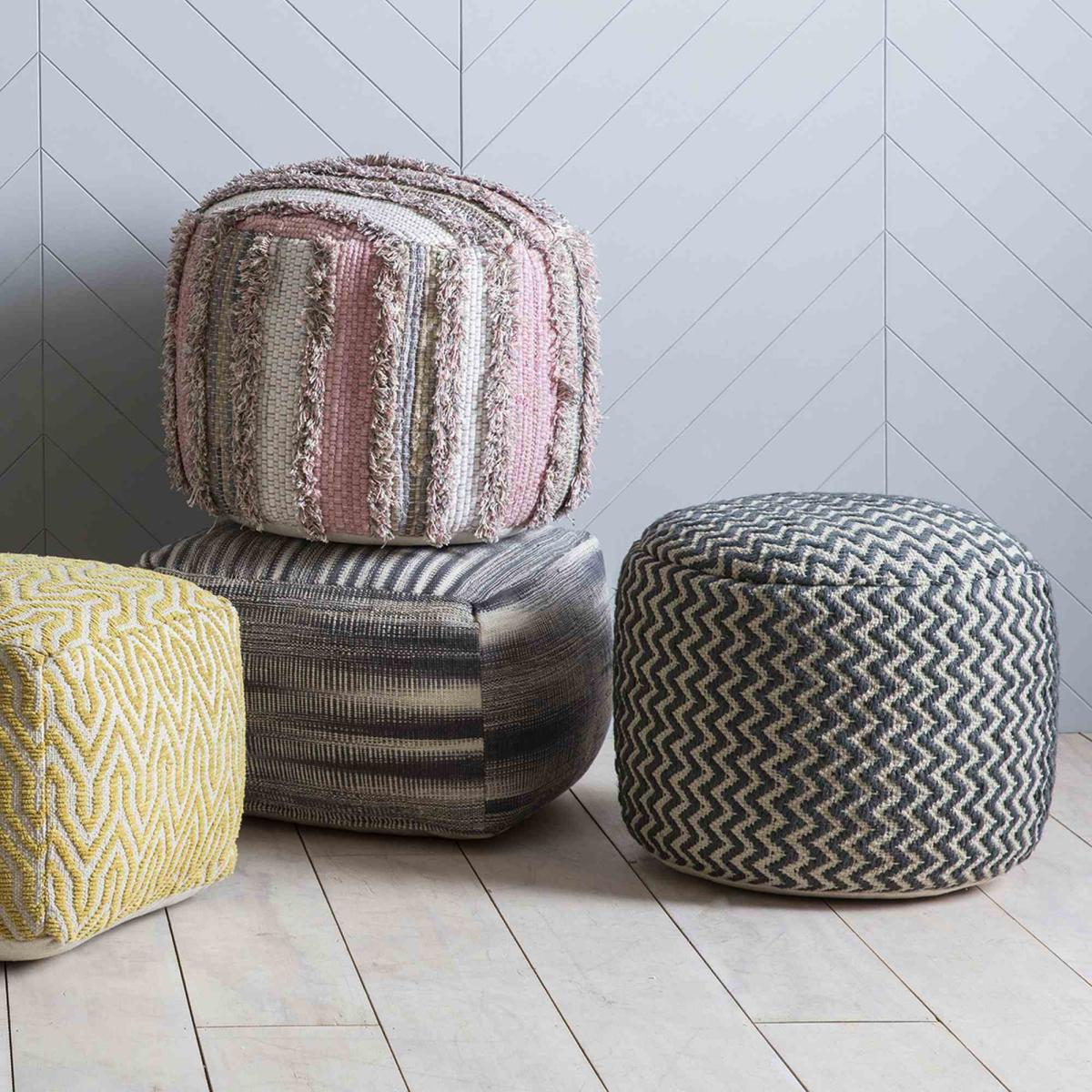 Metz Geometric Pouffe Footstool in Grey by Luxe Tapi50x40cm – image 2