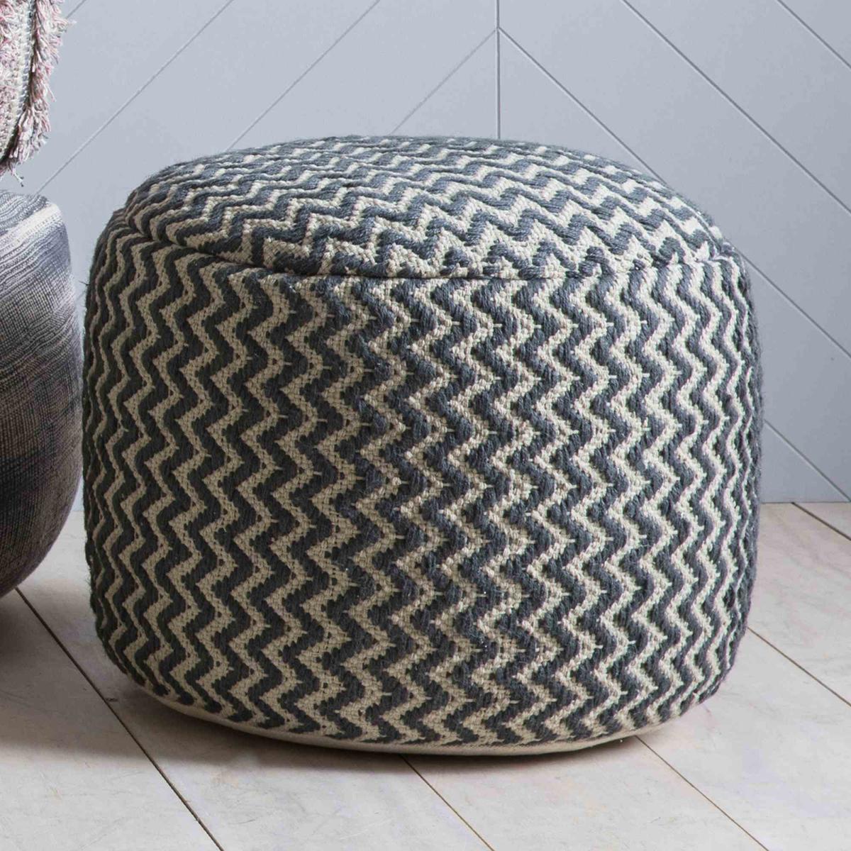 Metz Geometric Pouffe Footstool in Grey by Luxe Tapi50x40cm – image 1